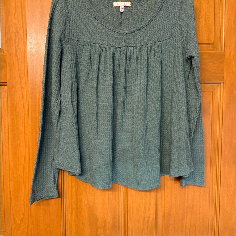 Anthropologie Eri + Ali Chic Teal Textured Blouse